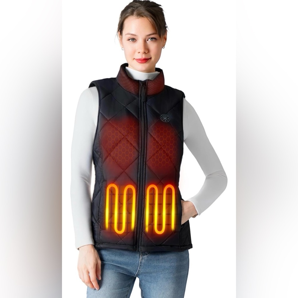 Heated Black Vest with 12000mAh Battery Equipped Size L and XL NWT